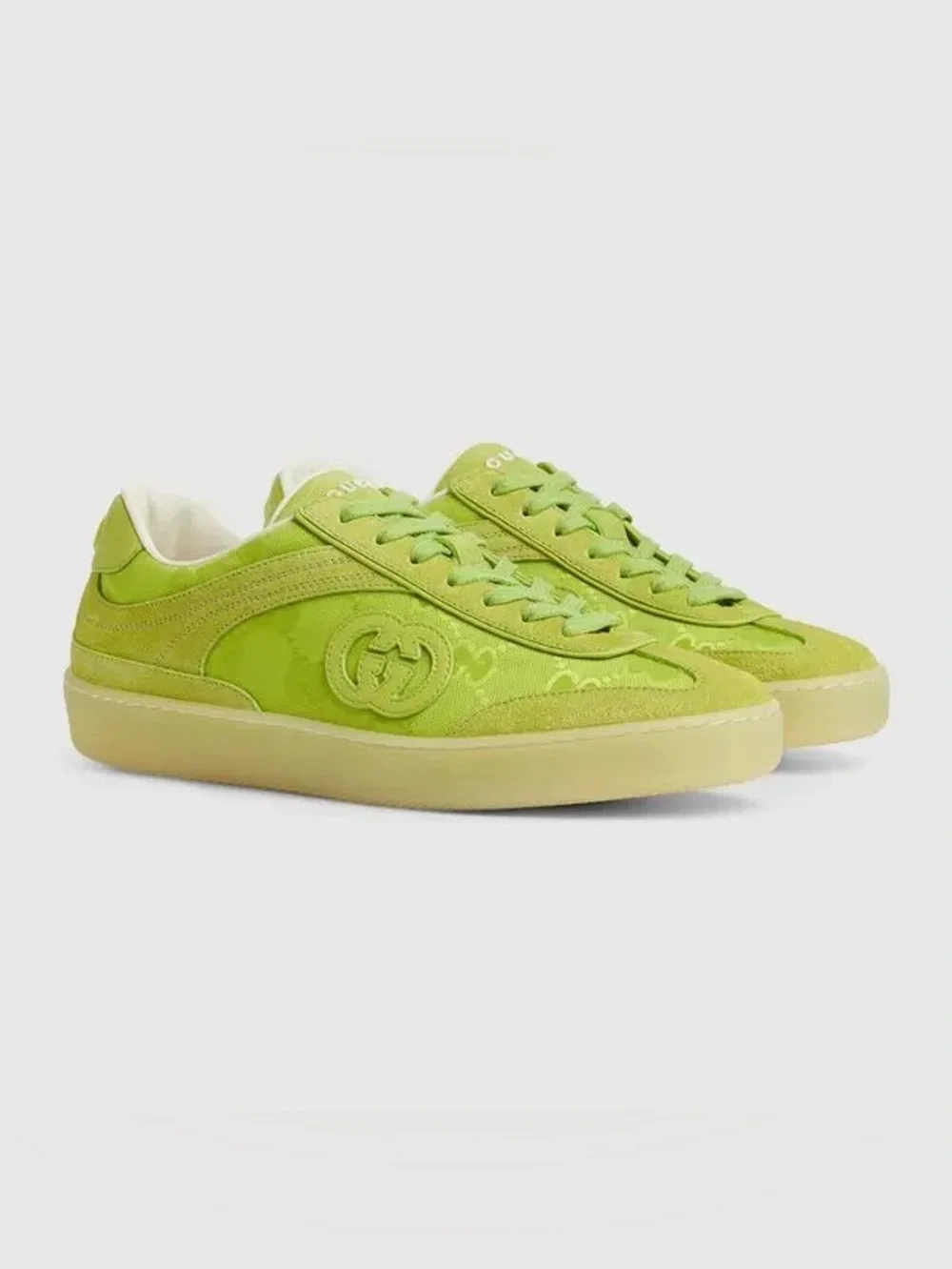 Gucci women’s Neon Lime Low-Top Suede & Canvas Sneakers 36.5